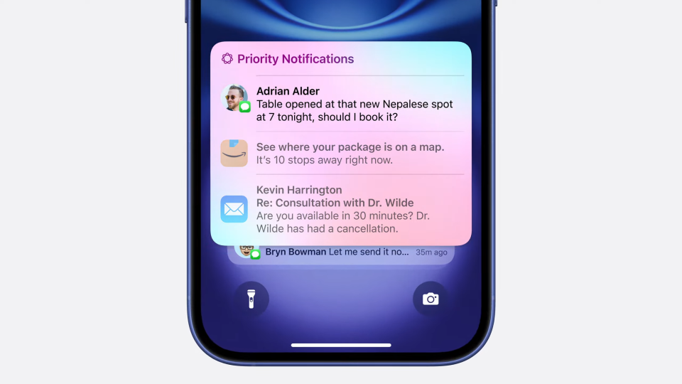 Priority notifications on the new iPhone 16