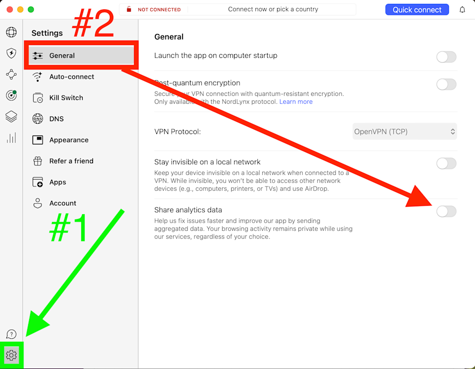 NordVPN turn off analytics