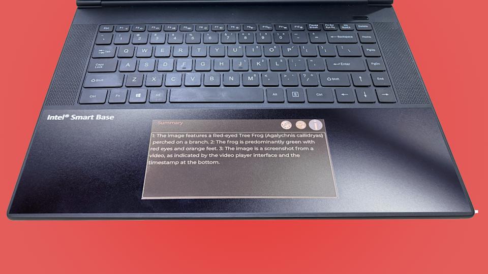 A closeup of the E Ink touchscreen trackpad.