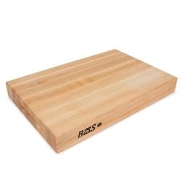 John Boos RA-Board Series Rectangular Wooden Maple Cutting Board 18”x12” – 2.25” Thick, 13-lb Reversible Butcher Block with Edge-Grain & Finger Grips – Made in the USA