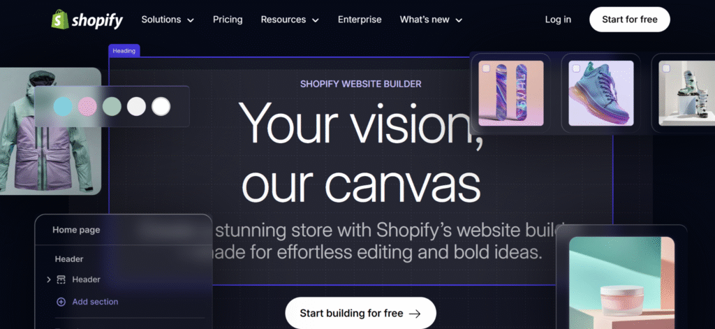 Shopify is the best AI Website builder for E-Commerce
