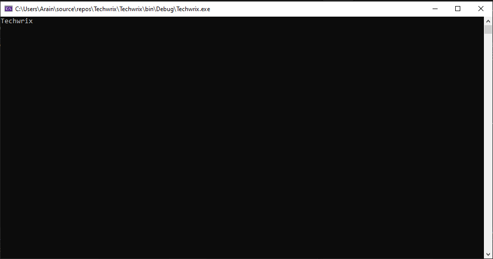 Result of code on Console C# Project on Microsoft Visual Studio 2026